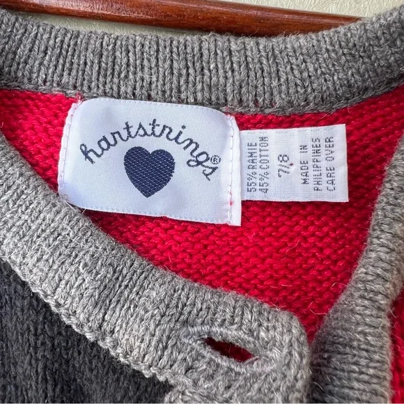 Hartstrings kids Girls/Boy Knit Cardigan Vest in Gray and Red Size 7/8 - Picture 5 of 5